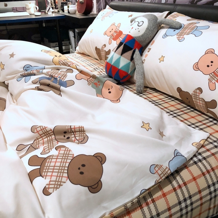 91家纺网 家纺一手货源 找家纺 HL原创 2021新款INS风四件套 曲奇熊