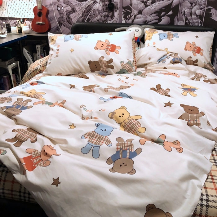 91家纺网 家纺一手货源 找家纺 HL原创 2021新款INS风四件套 曲奇熊