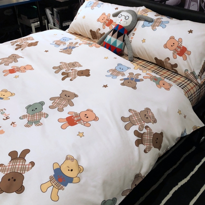 91家纺网 家纺一手货源 找家纺 HL原创 2021新款INS风四件套 曲奇熊