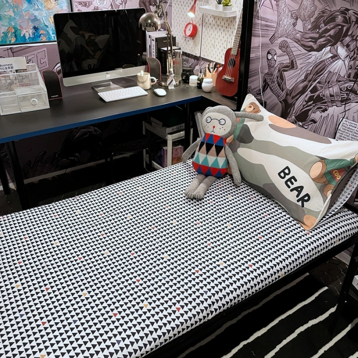 91家纺网 家纺一手货源 找家纺 HL原创 2021新款学生宿舍四件套 迷彩熊