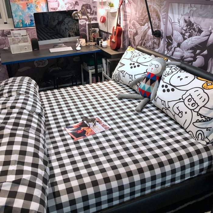 91家纺网 家纺一手货源 找家纺 HL原创 2021新款INS风四件套 线条乐园