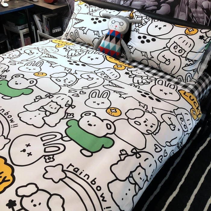 91家纺网 家纺一手货源 找家纺 HL原创 2021新款INS风四件套 线条乐园