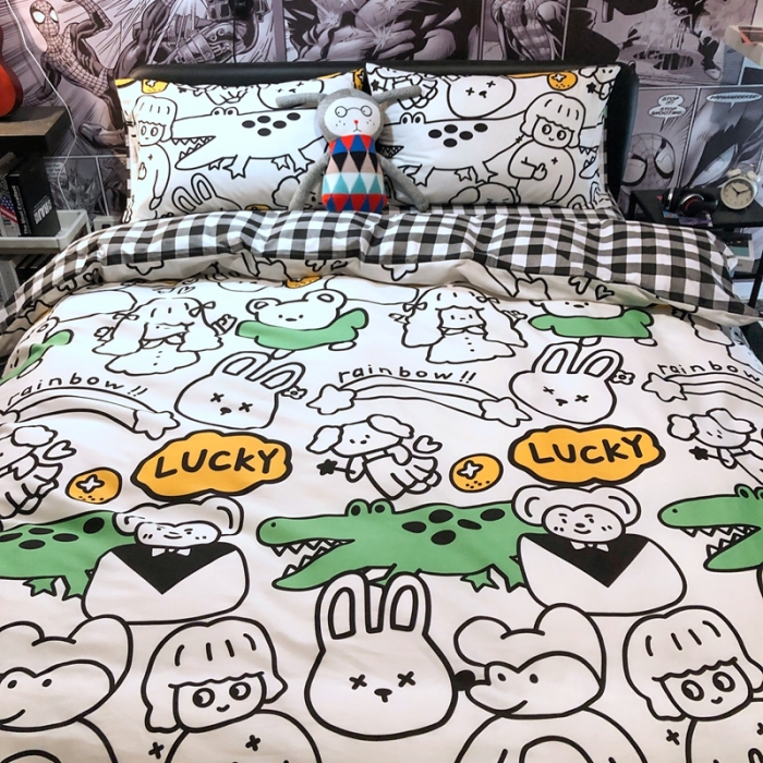 91家纺网 家纺一手货源 找家纺 HL原创 2021新款INS风四件套 线条乐园