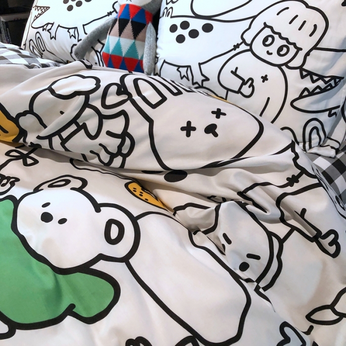 91家纺网 家纺一手货源 找家纺 HL原创 2021新款INS风四件套 线条乐园