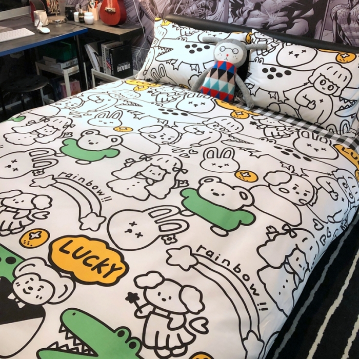 91家纺网 家纺一手货源 找家纺 HL原创 2021新款INS风四件套 线条乐园