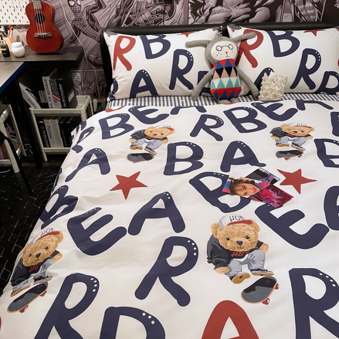 91家纺网 家纺一手货源 找家纺 HL原创 2021新款INS风四件套 字母熊