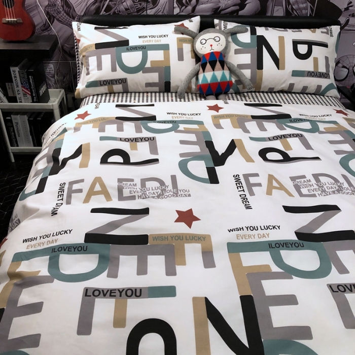 91家纺网 家纺一手货源 找家纺 HL原创 2021新款INS风四件套 字母游戏