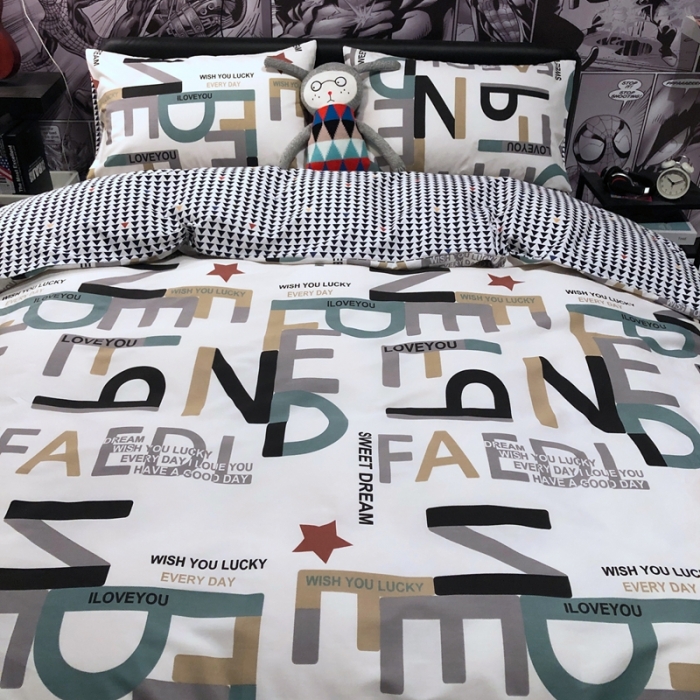 91家纺网 家纺一手货源 找家纺 HL原创 2021新款INS风四件套 字母游戏