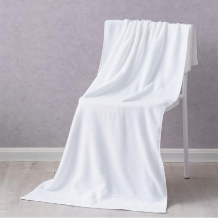朴尔家纺 2021新款全棉32股大立体棱形系列浴巾 纯白色70*140cm