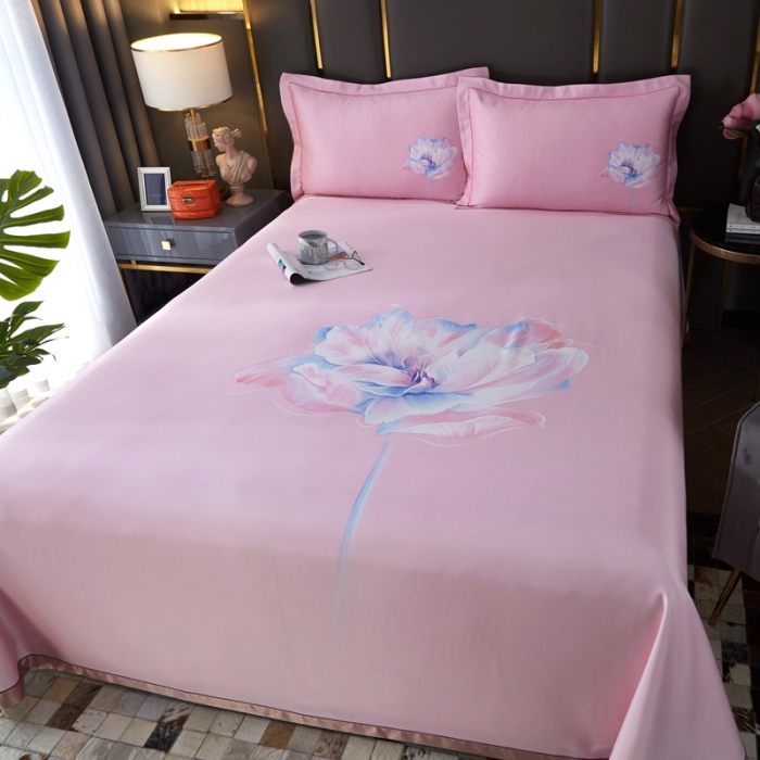 91家纺网 家纺一手货源 找家纺 威克凯丽 2023新款竹语天丝软凉席定位款 芙花瑶（雅粉）