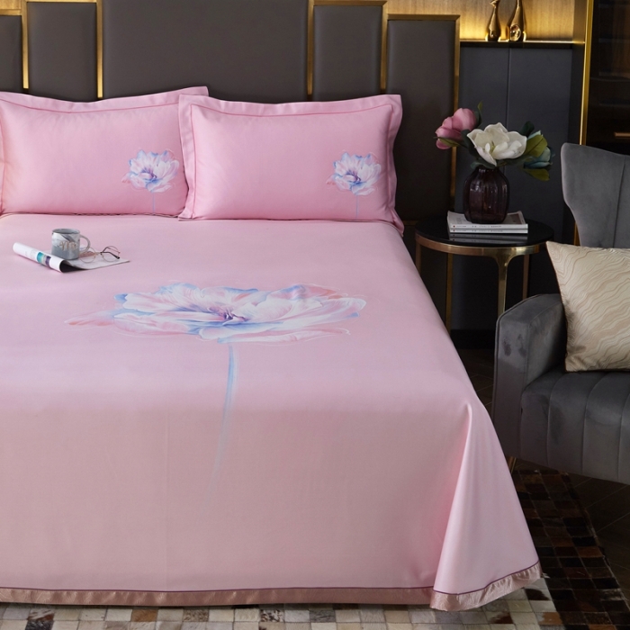 91家纺网 家纺一手货源 找家纺 威克凯丽 2023新款竹语天丝软凉席定位款 芙花瑶（雅粉）