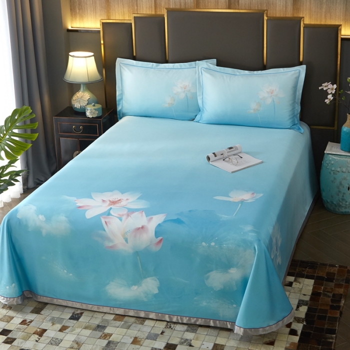 91家纺网 家纺一手货源 找家纺 威克凯丽 2023新款竹语天丝软凉席定位款 青莲