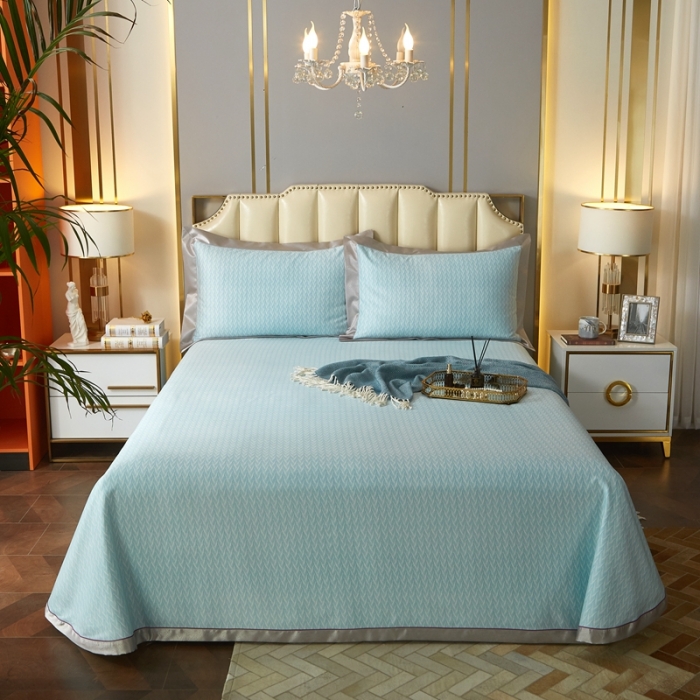 91家纺网 家纺一手货源 找家纺 威克凯丽 2023新款竹语天丝软凉席 布鲁塞尔-绿灰