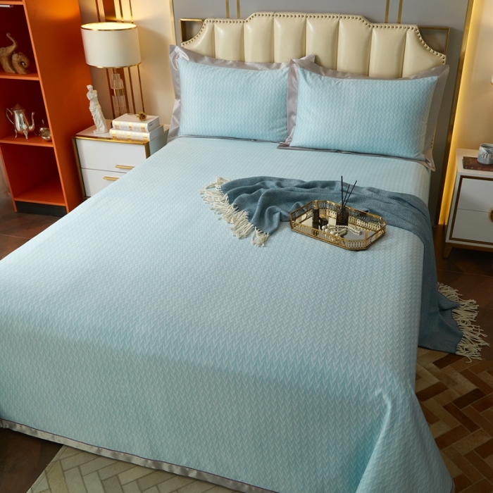 91家纺网 家纺一手货源 找家纺 威克凯丽 2023新款竹语天丝软凉席 布鲁塞尔-绿灰