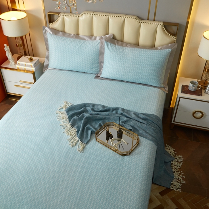 91家纺网 家纺一手货源 找家纺 威克凯丽 2023新款竹语天丝软凉席 布鲁塞尔-绿灰