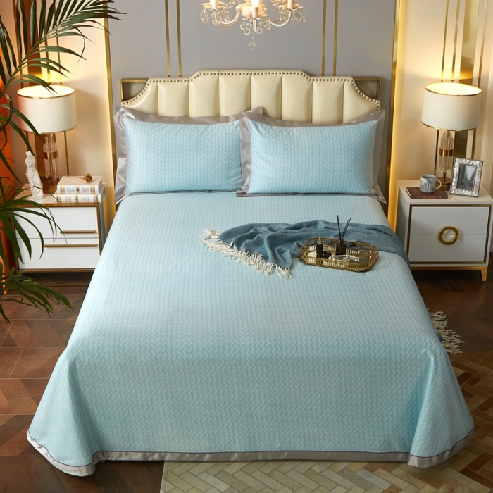 91家纺网 家纺一手货源 找家纺 威克凯丽 2023新款竹语天丝软凉席 布鲁塞尔-绿灰