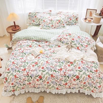 91家纺网 家纺一手货源 找家纺 （总）盛馨2023新款13372全棉刺绣花边四件套第二批