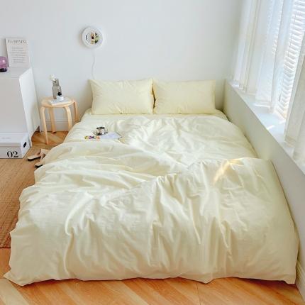 雅居纺家纺 2022新款全棉水洗棉四件套 ins米黄