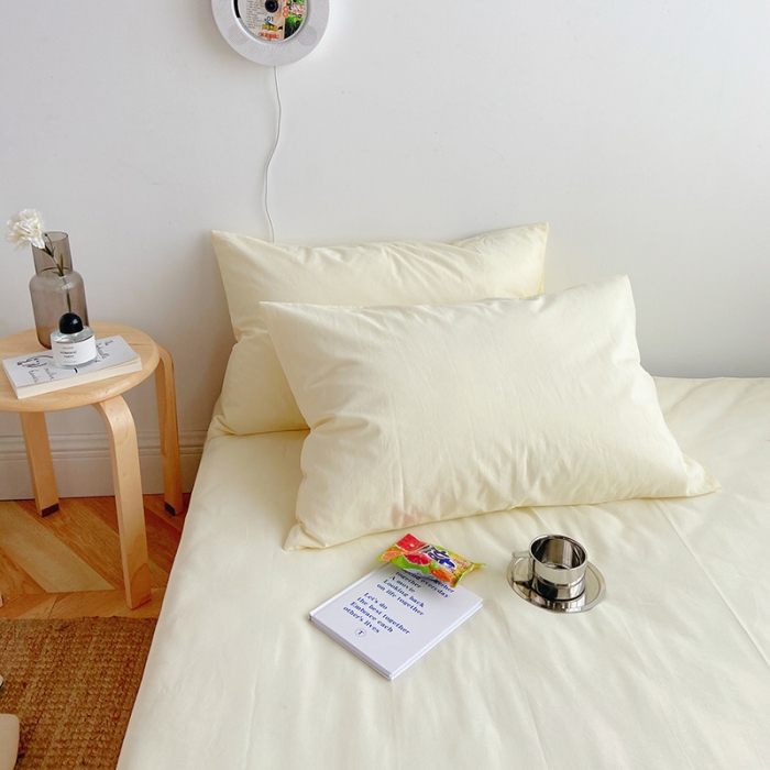 91家纺网 家纺一手货源 找家纺 雅居纺家纺 2022新款全棉水洗棉四件套 ins米黄