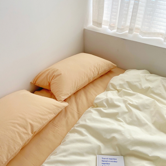 91家纺网 家纺一手货源 找家纺 雅居纺家纺 2022新款全棉水洗棉四件套 ins米黄咖啡