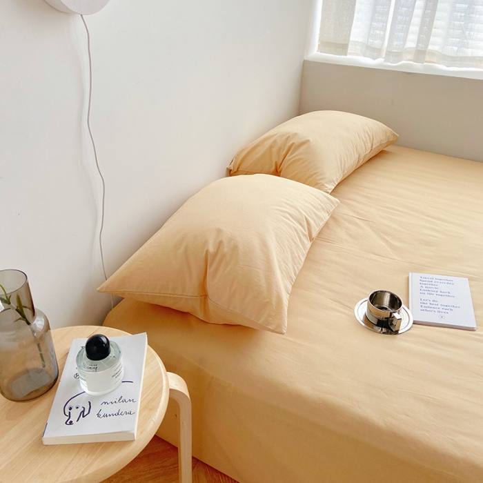 91家纺网 家纺一手货源 找家纺 雅居纺家纺 2022新款全棉水洗棉四件套 ins米黄咖啡