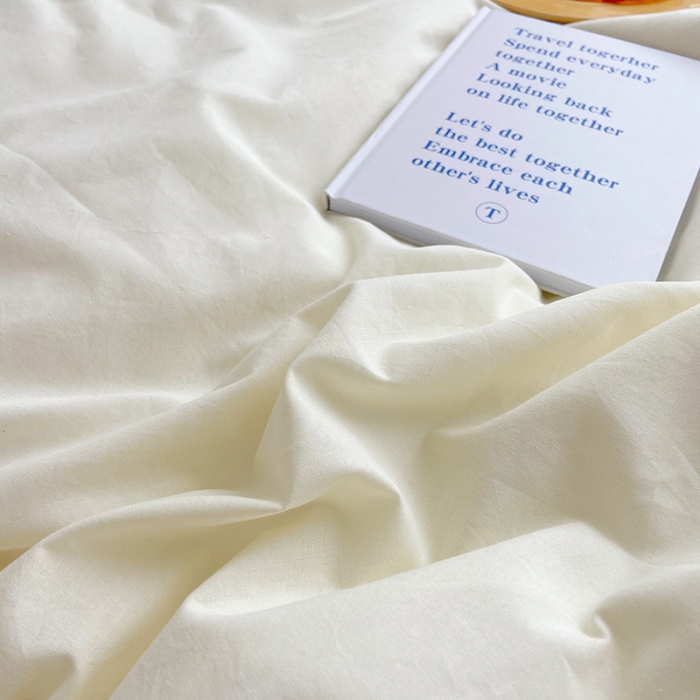 91家纺网 家纺一手货源 找家纺 雅居纺家纺 2022新款全棉水洗棉四件套 ins米黄水绿