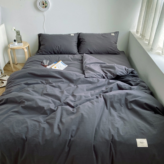 91家纺网 家纺一手货源 找家纺 雅居纺家纺 2022新款全棉水洗棉四件套 低调灰