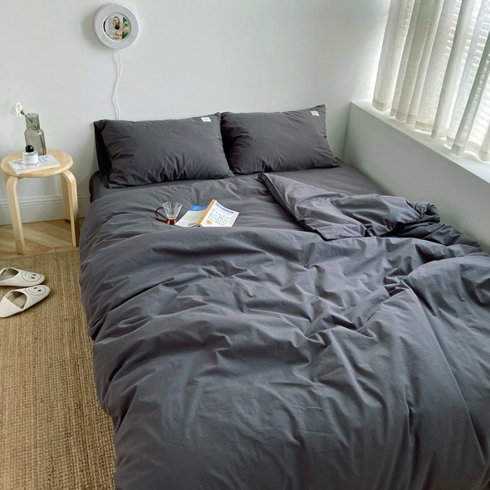 91家纺网 家纺一手货源 找家纺 雅居纺家纺 2022新款全棉水洗棉四件套 低调灰