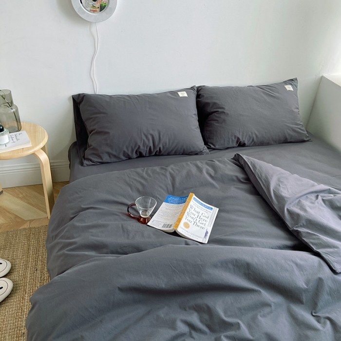 91家纺网 家纺一手货源 找家纺 雅居纺家纺 2022新款全棉水洗棉四件套 低调灰