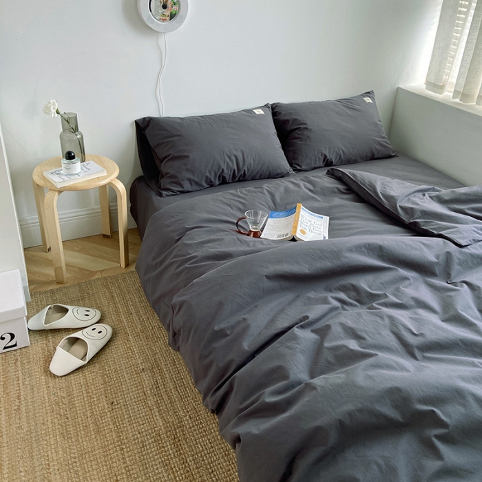 91家纺网 家纺一手货源 找家纺 雅居纺家纺 2022新款全棉水洗棉四件套 低调灰