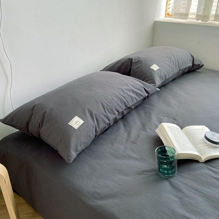 91家纺网 家纺一手货源 找家纺 雅居纺家纺 2022新款全棉水洗棉四件套 低调灰