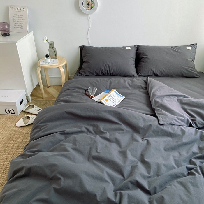 91家纺网 家纺一手货源 找家纺 雅居纺家纺 2022新款全棉水洗棉四件套 低调灰