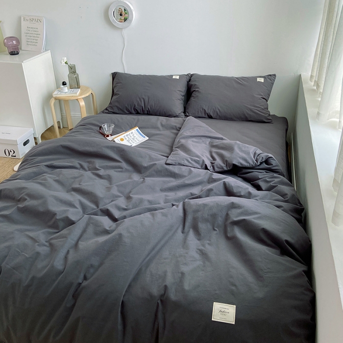 91家纺网 家纺一手货源 找家纺 雅居纺家纺 2022新款全棉水洗棉四件套 低调灰