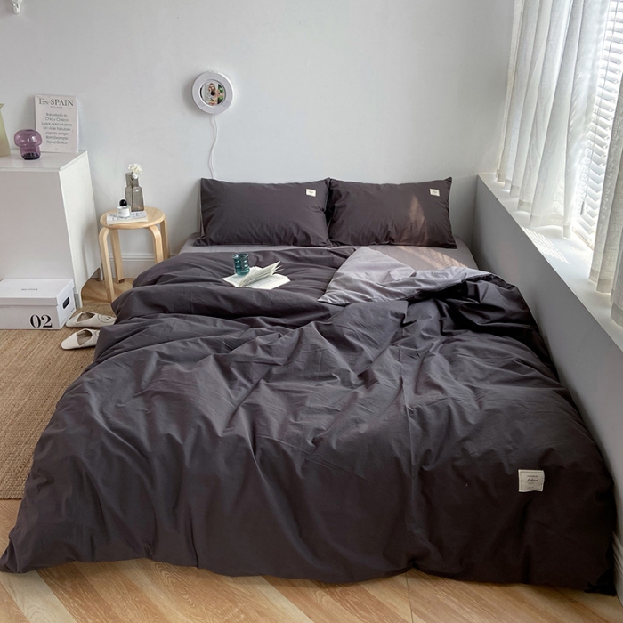 91家纺网 家纺一手货源 找家纺 雅居纺家纺 2022新款全棉水洗棉四件套 低调灰绅士灰