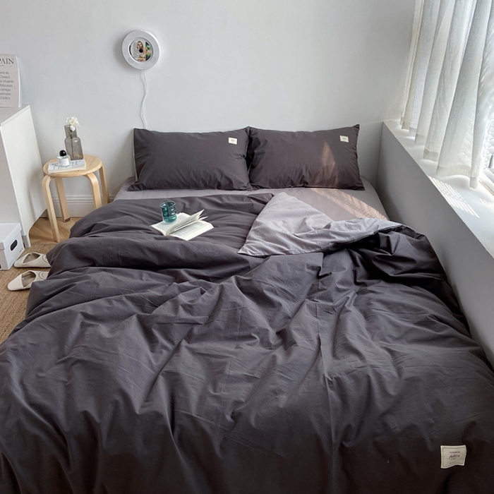 91家纺网 家纺一手货源 找家纺 雅居纺家纺 2022新款全棉水洗棉四件套 低调灰绅士灰