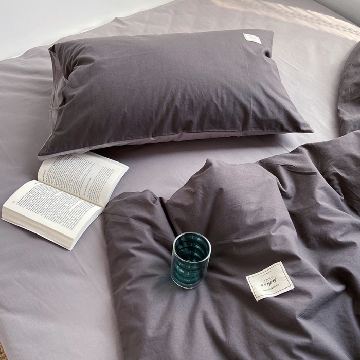 91家纺网 家纺一手货源 找家纺 雅居纺家纺 2022新款全棉水洗棉四件套 低调灰绅士灰