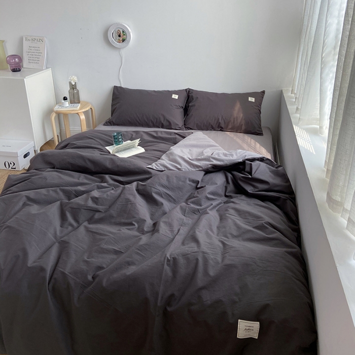 91家纺网 家纺一手货源 找家纺 雅居纺家纺 2022新款全棉水洗棉四件套 低调灰绅士灰