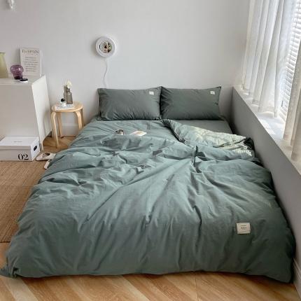 雅居纺家纺 2022新款全棉水洗棉四件套 墨子绿