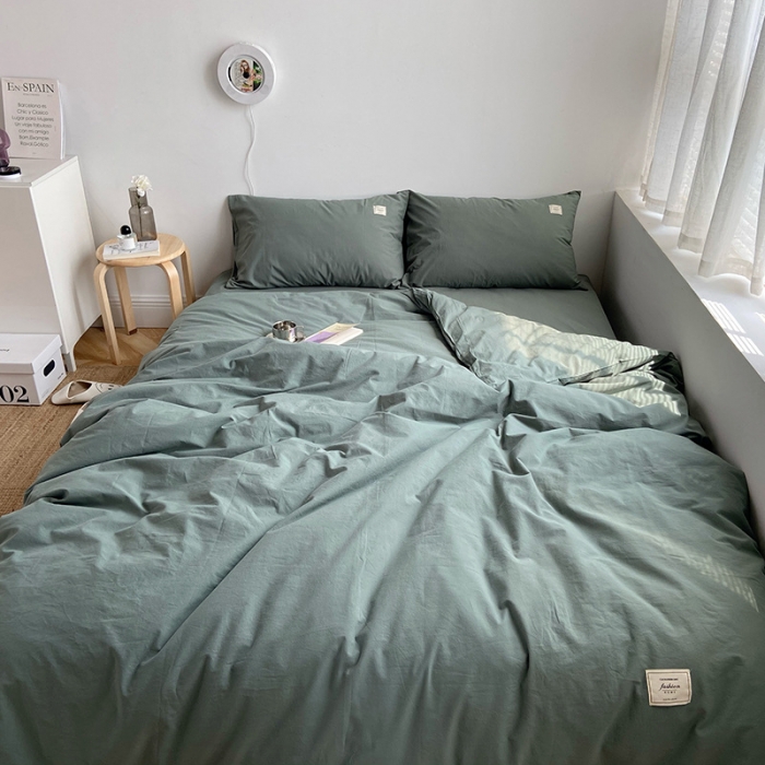 91家纺网 家纺一手货源 找家纺 雅居纺家纺 2022新款全棉水洗棉四件套 墨子绿