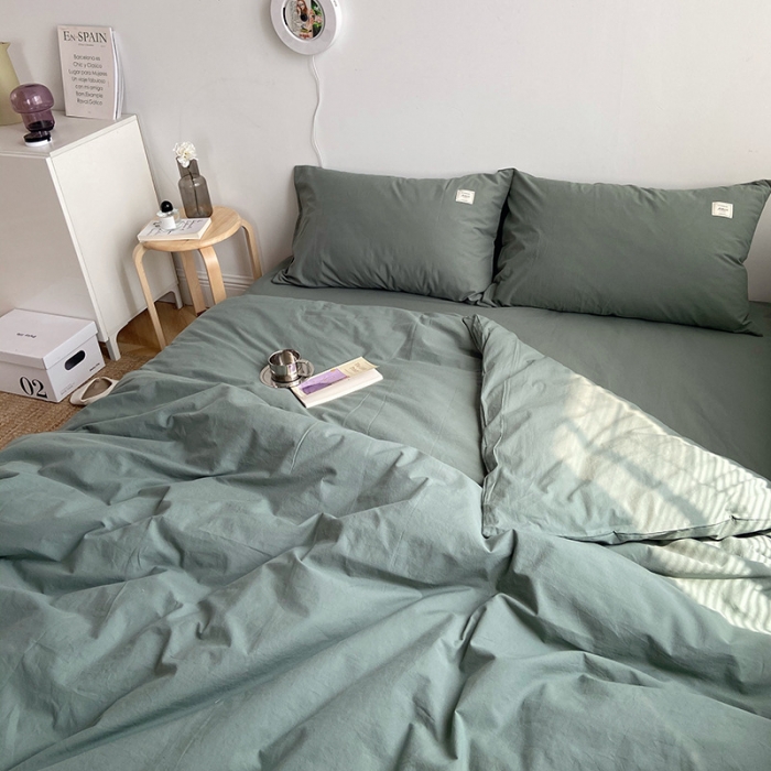 91家纺网 家纺一手货源 找家纺 雅居纺家纺 2022新款全棉水洗棉四件套 墨子绿