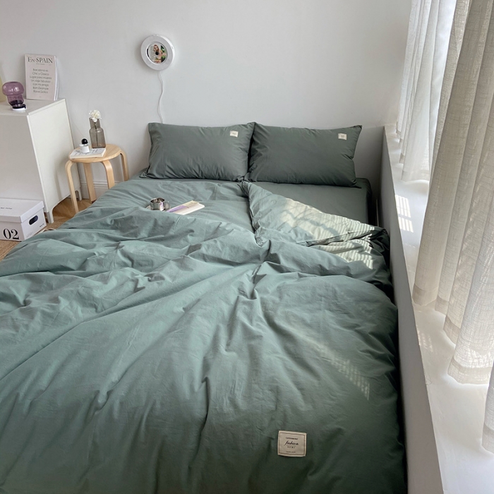 91家纺网 家纺一手货源 找家纺 雅居纺家纺 2022新款全棉水洗棉四件套 墨子绿