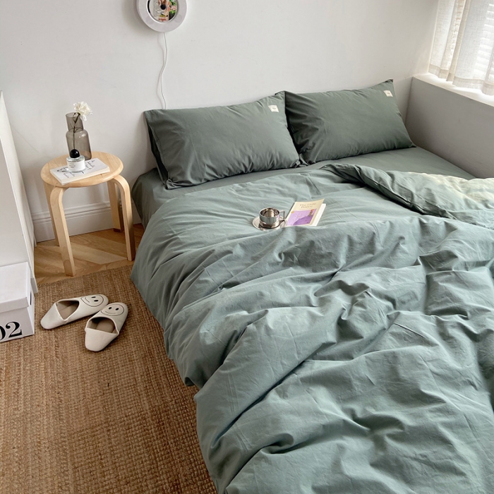 91家纺网 家纺一手货源 找家纺 雅居纺家纺 2022新款全棉水洗棉四件套 墨子绿