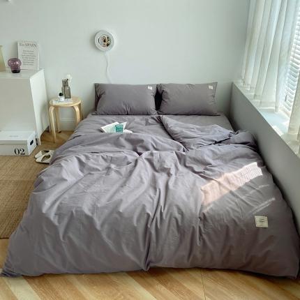 雅居纺家纺 2022新款全棉水洗棉四件套 绅士灰