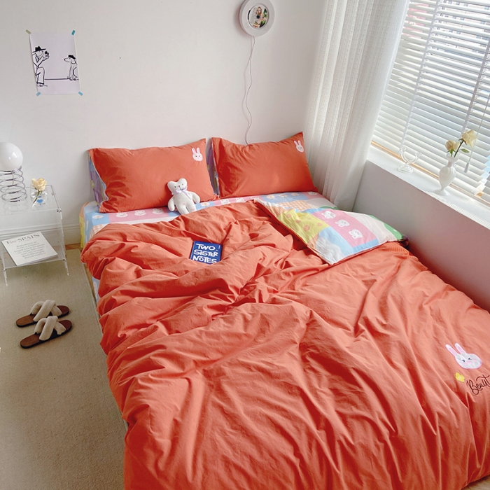 91家纺网 家纺一手货源 找家纺 雅居纺家纺 2022新款全棉水洗棉绣花四件套 阿兔