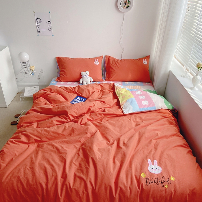 91家纺网 家纺一手货源 找家纺 雅居纺家纺 2022新款全棉水洗棉绣花四件套 阿兔