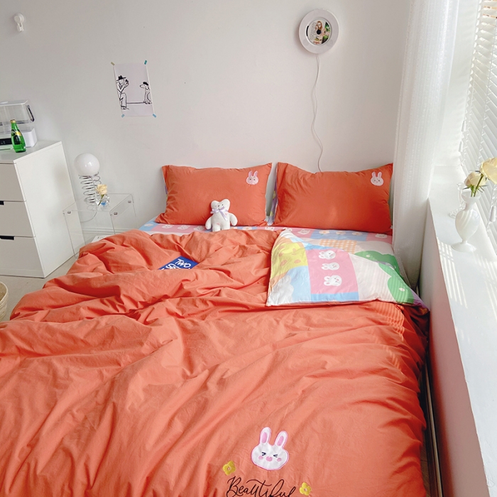 91家纺网 家纺一手货源 找家纺 雅居纺家纺 2022新款全棉水洗棉绣花四件套 阿兔