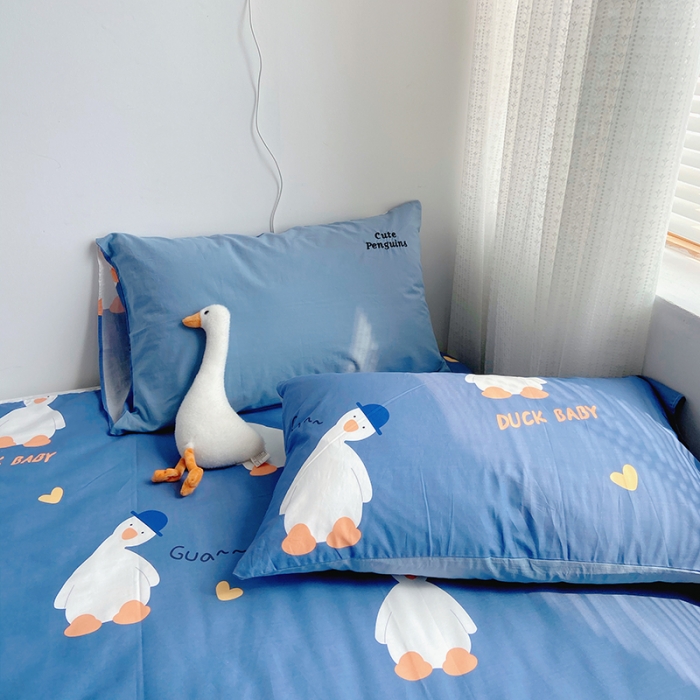 91家纺网 家纺一手货源 找家纺 雅居纺家纺 2022新款全棉水洗棉绣花四件套 可爱鸭