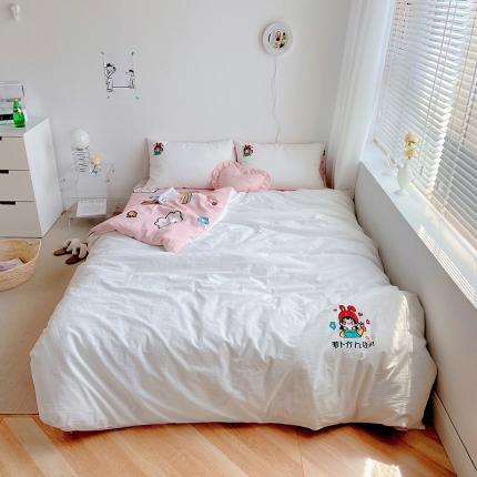 雅居纺家纺 2022新款全棉水洗棉绣花四件套 施小美