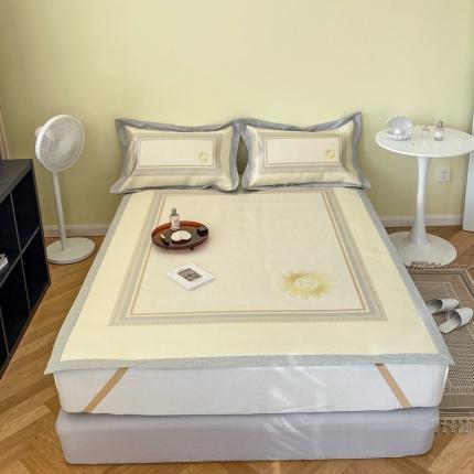 91家纺网 家纺一手货源 找家纺 （总）时年家纺 2021新款水洗冰露丝养生凉席数码印花-轻奢