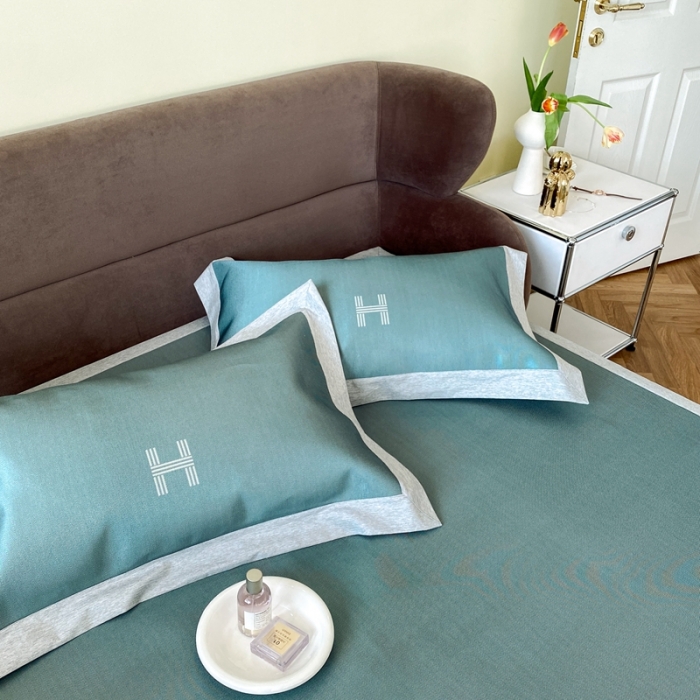 91家纺网 家纺一手货源 找家纺 时年家纺 2021新款水洗冰露丝养生凉席数码印花-轻奢 H-墨绿